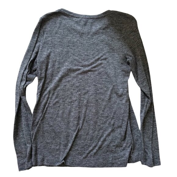 LOFT Charcoal Gray Long Sleeve Knit Top with Lace Detail Size Petite XS - Picture 5 of 5